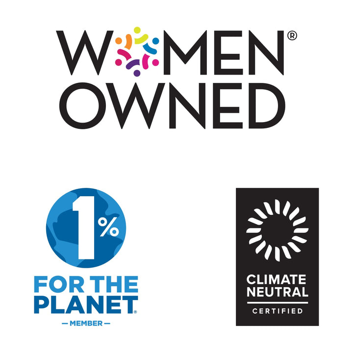 100% Women Owned, members of 1% for the Planet, and Climate Neutral Certified.